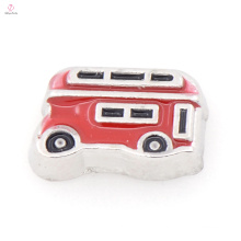 New style red vintage bus pendant charms, round floating locket charms